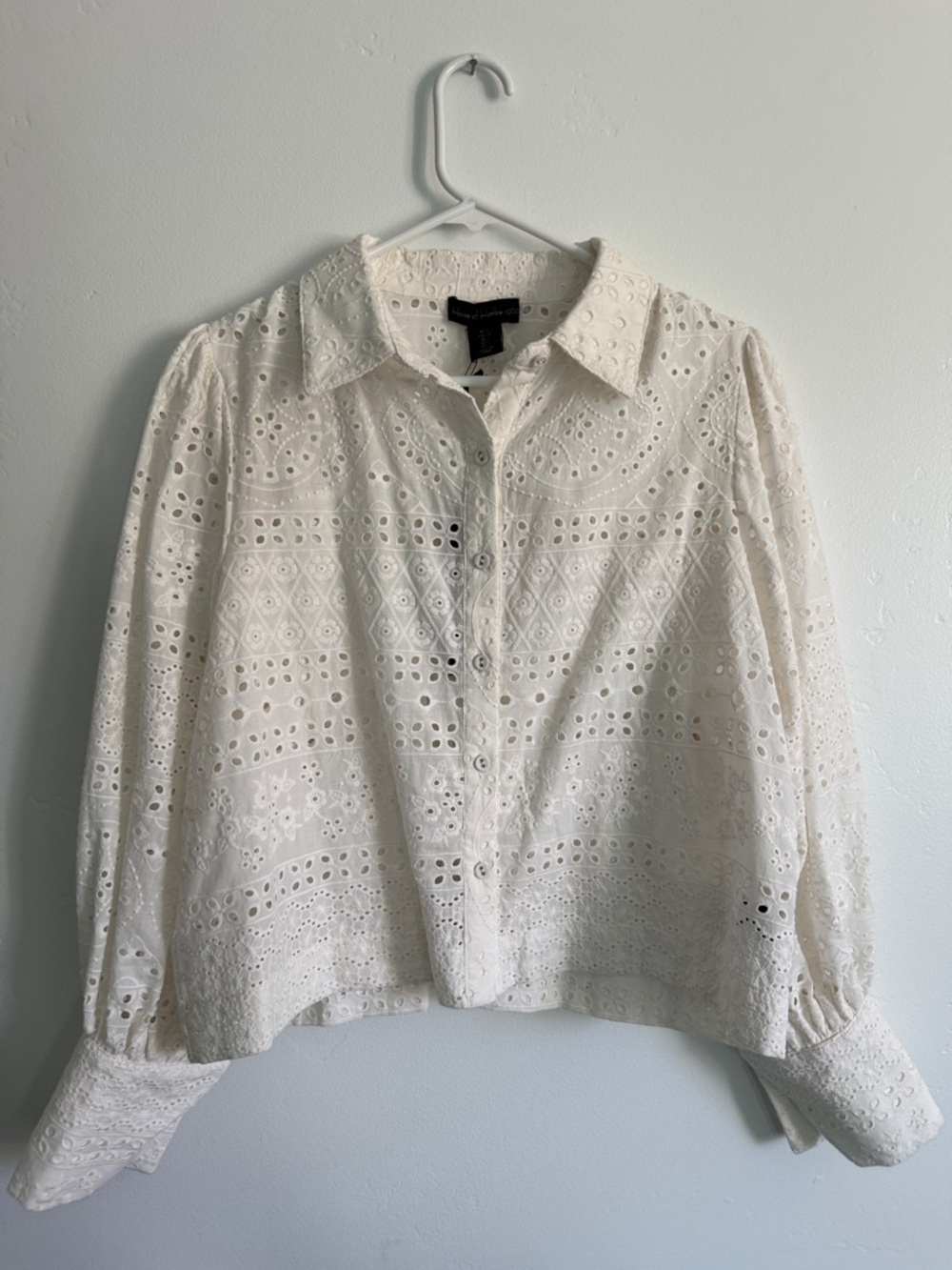 House of Harlow Eyelet Button-Front Shirt - White